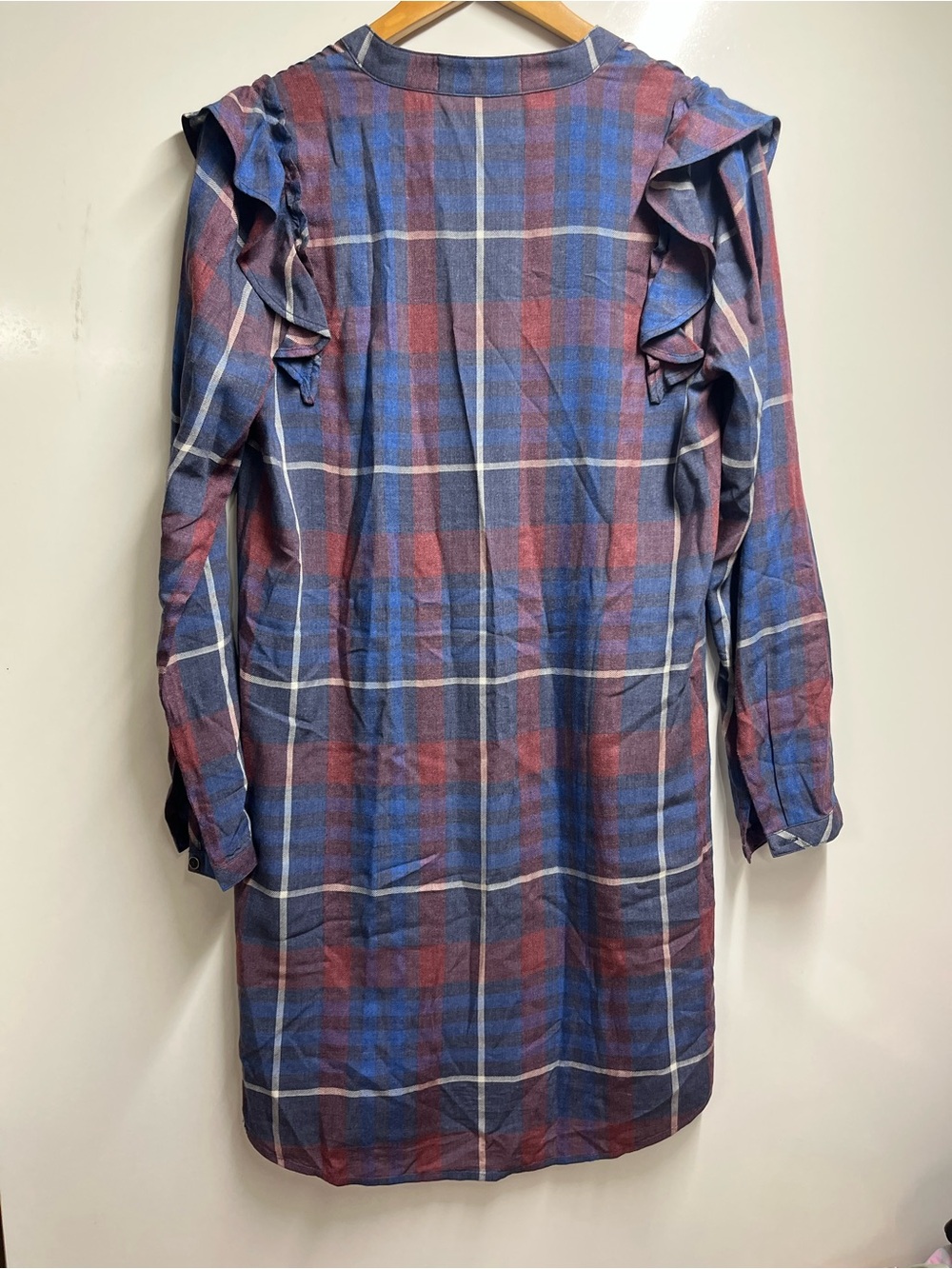 Anthropologie Cloth & Stone Plaid Flannel Long Sleeve Shirt Dress Size Small - Picture 6 of 7